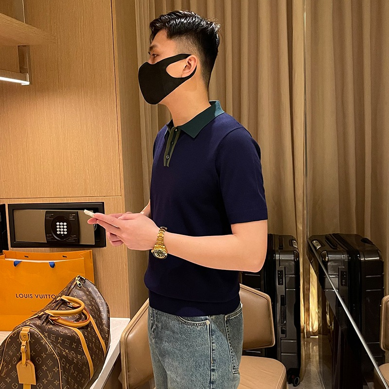 Áo Thun Polo Dệt Kim Mỏng Dáng Ôm Thoáng Khí, Màu Sắc Tươi Sáng, Thời Trang Mùa Hè, Có Kích Thước M-3XL