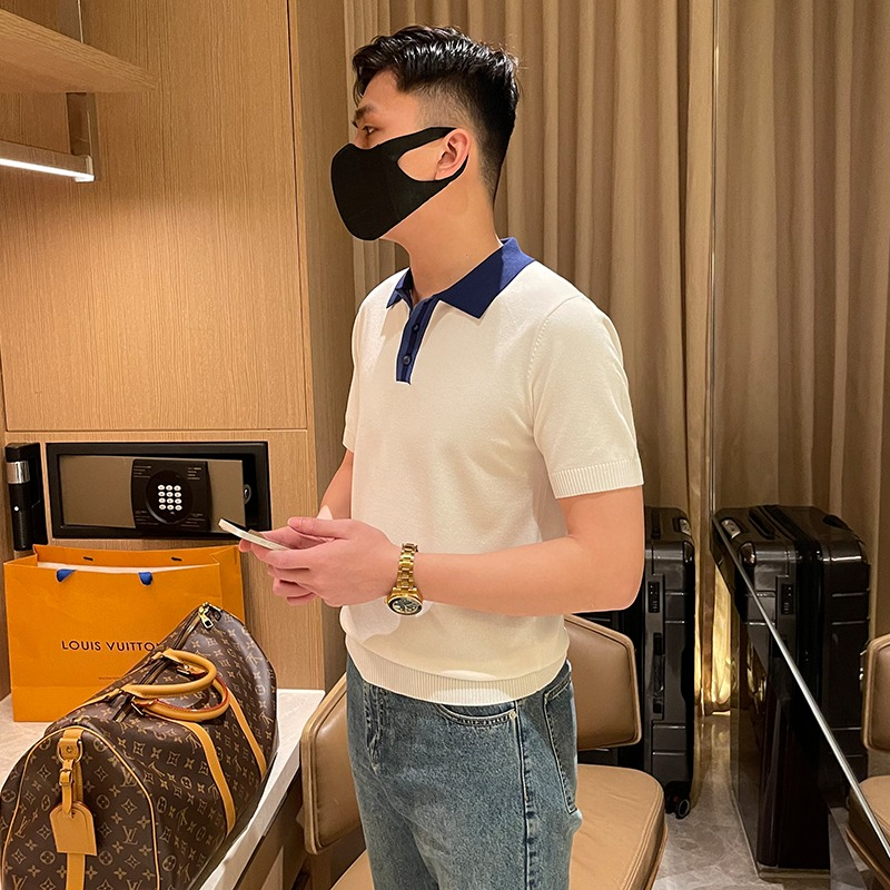 Áo Thun Polo Dệt Kim Mỏng Dáng Ôm Thoáng Khí, Màu Sắc Tươi Sáng, Thời Trang Mùa Hè, Có Kích Thước M-3XL