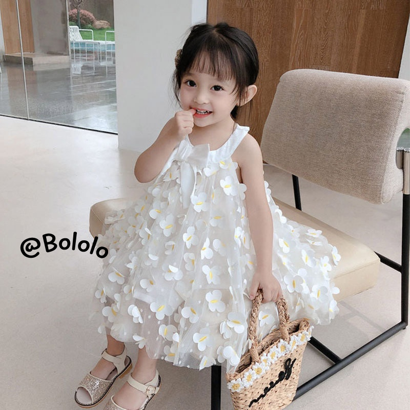 Bololo Đầm Công Chúa Không Tay Họa Tiết Bướm Xinh Xắn Dành Cho Bé Gái