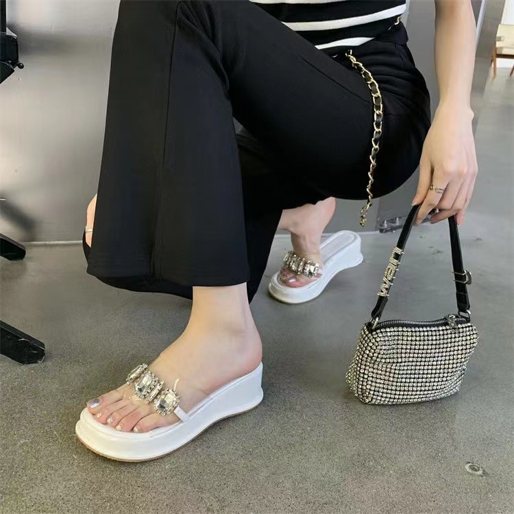 ❤dép nu thoi trang dép bánh mì Dép Sandal Đế Xuồng Dày Dặn Đính Đá Thời Trang Mùa Hè 2023 Phong Cách Pháp Hàng Mới