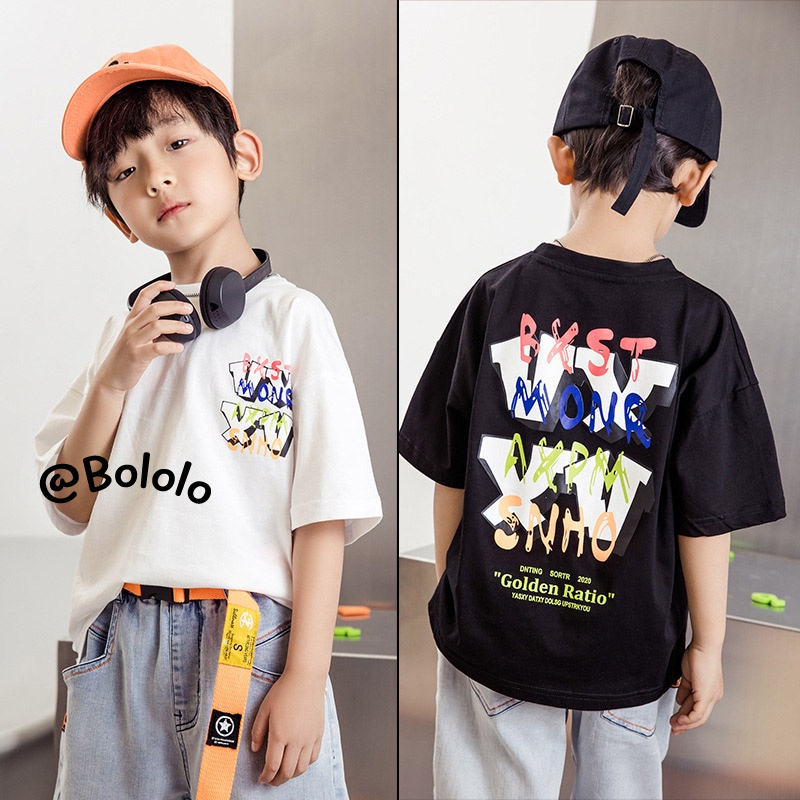 Bololo Áo Thun Tay Ngắn Dáng Rộng In Họa Tiết Hoạt Hình Phong Cách Hàn Quốc Thời Trang Mùa Hè Cho Bé
