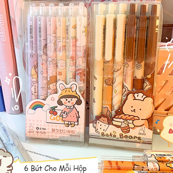 Kawaii 6 Cái/bộ Bộ Bút Gel Văn Phòng Phụ Kiện Đen 0.5 Đổ Lại Hoạt Hình Trường Viết Văn Phòng Phẩm Sinh Viên Văn Phòng Phẩm