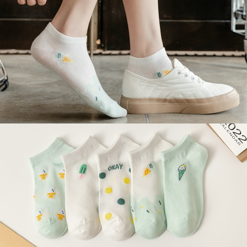 Set 5 Đôi Vớ Mỏng Mùa Hè Hàng Mới Năm 2023 Phong Cách Hàn Quốc Dành Cho Bạn Nữ