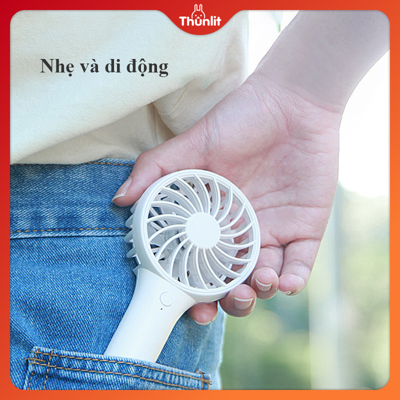 Quạt THUNLIT bỏ túi sạc lại được mini cầm tay USB 3 mức tốc độ gió mạnh mẽ hoạt động yên tĩnh