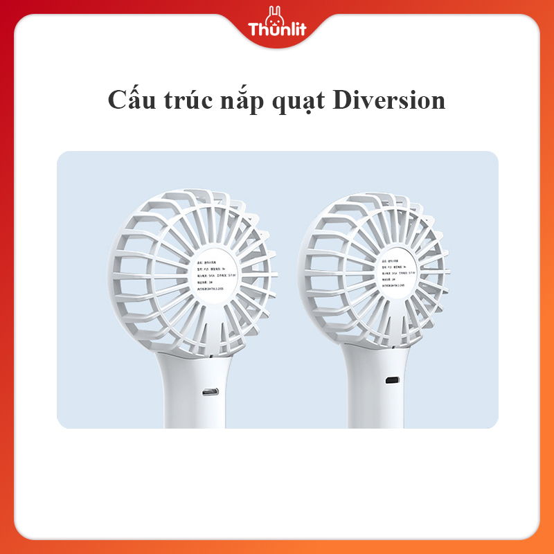 Quạt THUNLIT bỏ túi sạc lại được mini cầm tay USB 3 mức tốc độ gió mạnh mẽ hoạt động yên tĩnh