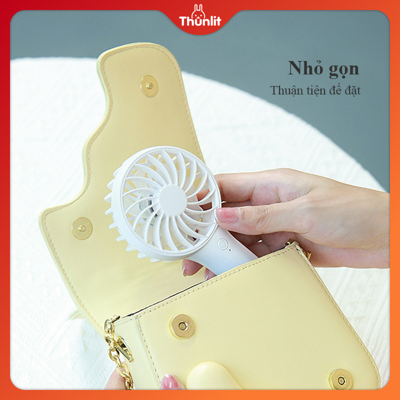 Quạt THUNLIT bỏ túi sạc lại được mini cầm tay USB 3 mức tốc độ gió mạnh mẽ hoạt động yên tĩnh