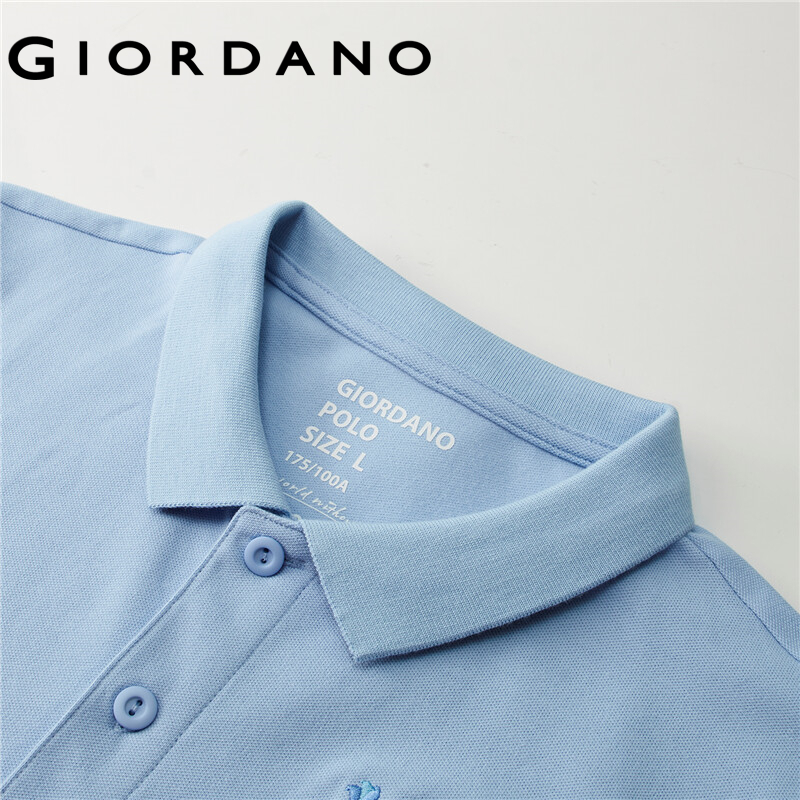 GIORDANO Áo Polo nam tay ngắn thêu sư tử chuyển màu, có sẵn nhiều màu 01011422