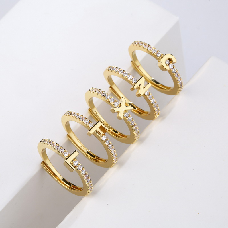 Nhẫn Hở Mạ Vàng 18K Đính 26 Chữ Cái A-Z