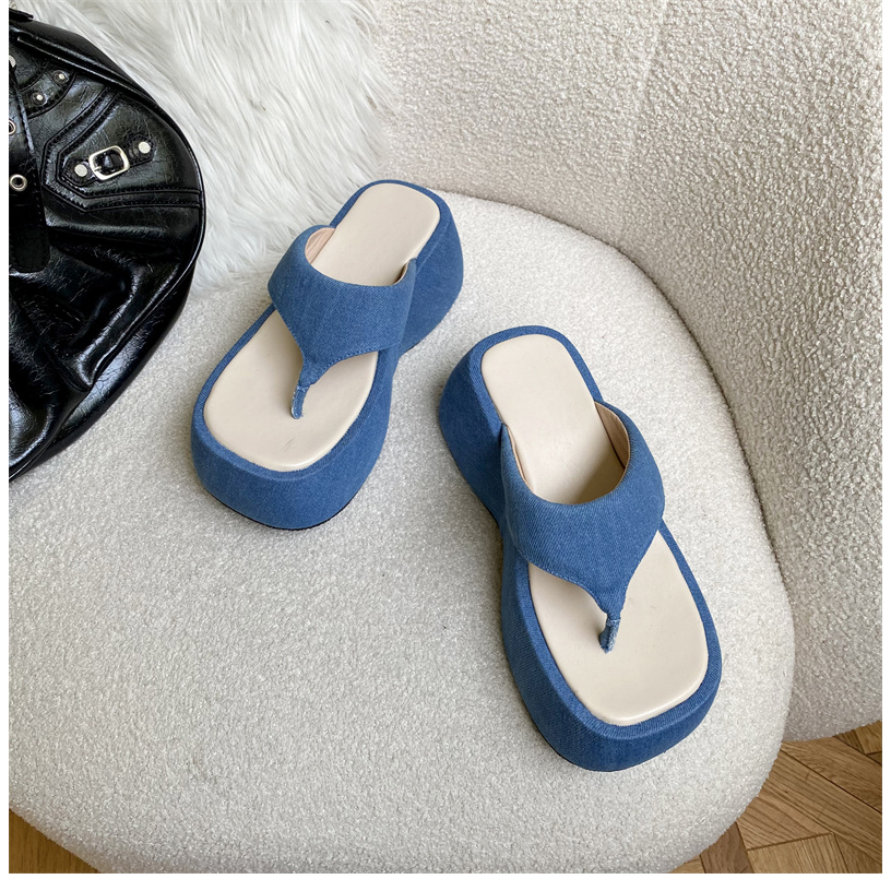 Dép Denim Đế Dày Mũi Tròn Thời Trang Mùa Hè 2023 Phong Cách Mới