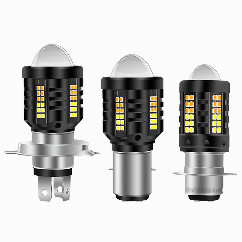 1 Đèn Pha LED H4 BA20D P15D Hai Màu Sắc Dành Cho Xe Máy Điện