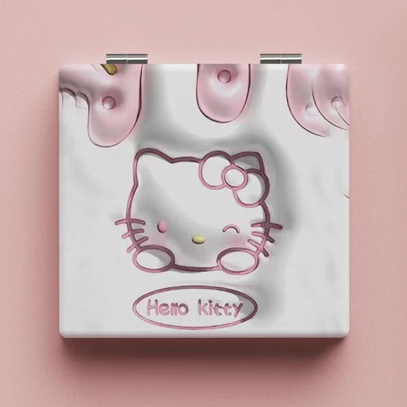 Gương Trang Điểm Mini Hai Mặt Hình Thỏ / Hello Kitty / Gấu Dâu Tây Dễ Thương Có Thể Gập Lại
