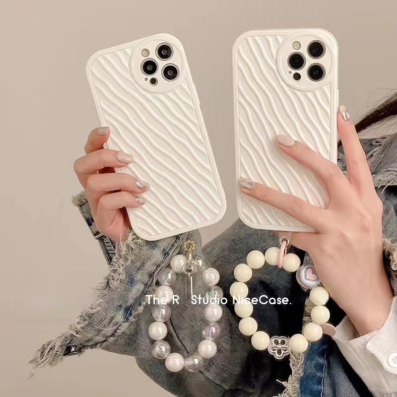 Ốp Điện Thoại Họa Tiết Gợn Sóng Kèm Dây Đeo Cho iPhone 11 7plus 12 13 7 / 8 14plus xr xs max 11Promax 12Pro 11Promax 14