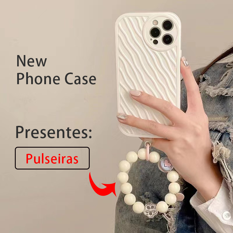 Ốp Điện Thoại Họa Tiết Gợn Sóng Kèm Dây Đeo Cho iPhone 11 7plus 12 13 7 / 8 14plus xr xs max 11Promax 12Pro 11Promax 14