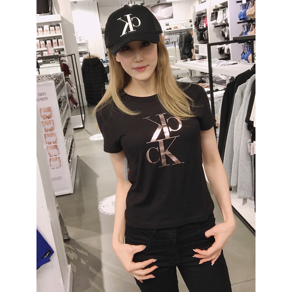Áo Thun Cotton Ngắn Tay In Logo Calvin Klein Thời Trang Nữ