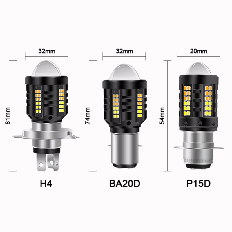 1 Đèn Pha LED H4 BA20D P15D Hai Màu Sắc Dành Cho Xe Máy Điện