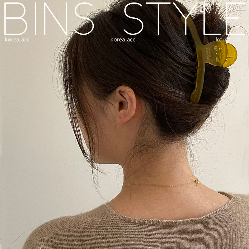 Kẹp Tóc Cỡ Lớn Màu Nâu Bơ Trong Suốt Phong Cách Hàn Quốc