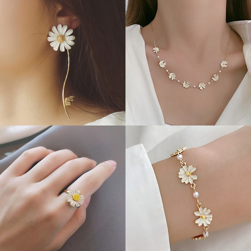 Bộ Trang Sức Hình Hoa Hướng Dương Ngọt Ngào Thời Trang Hàn Quốc 2023
