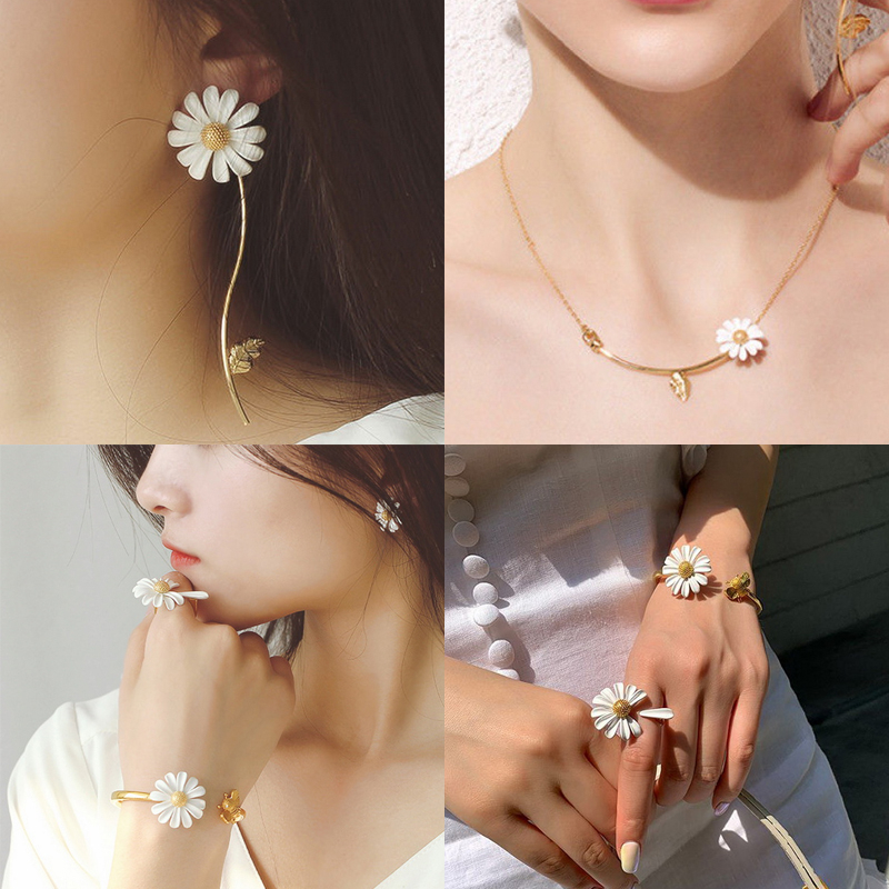 Bộ Trang Sức Hình Hoa Hướng Dương Ngọt Ngào Thời Trang Hàn Quốc 2023