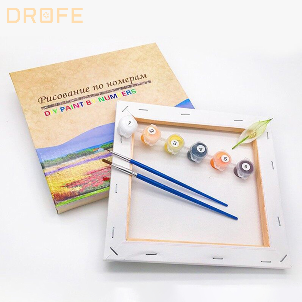 Set tranh tô màu số hóa DROFE DIY kích thước 20x20cm/ 30x30cm có khung làm quà tặng trang trí nhà cửa