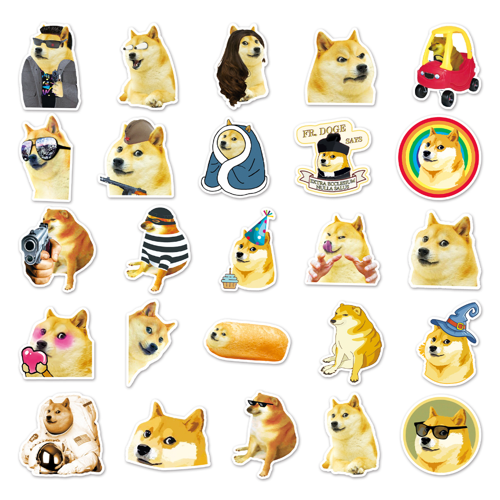 Bộ 50 Miếng Dán Trang Trí Xe Hơi / Nhà Cửa Hình Chú Chó Vui Nhộn Chống Thấm Nước DIY