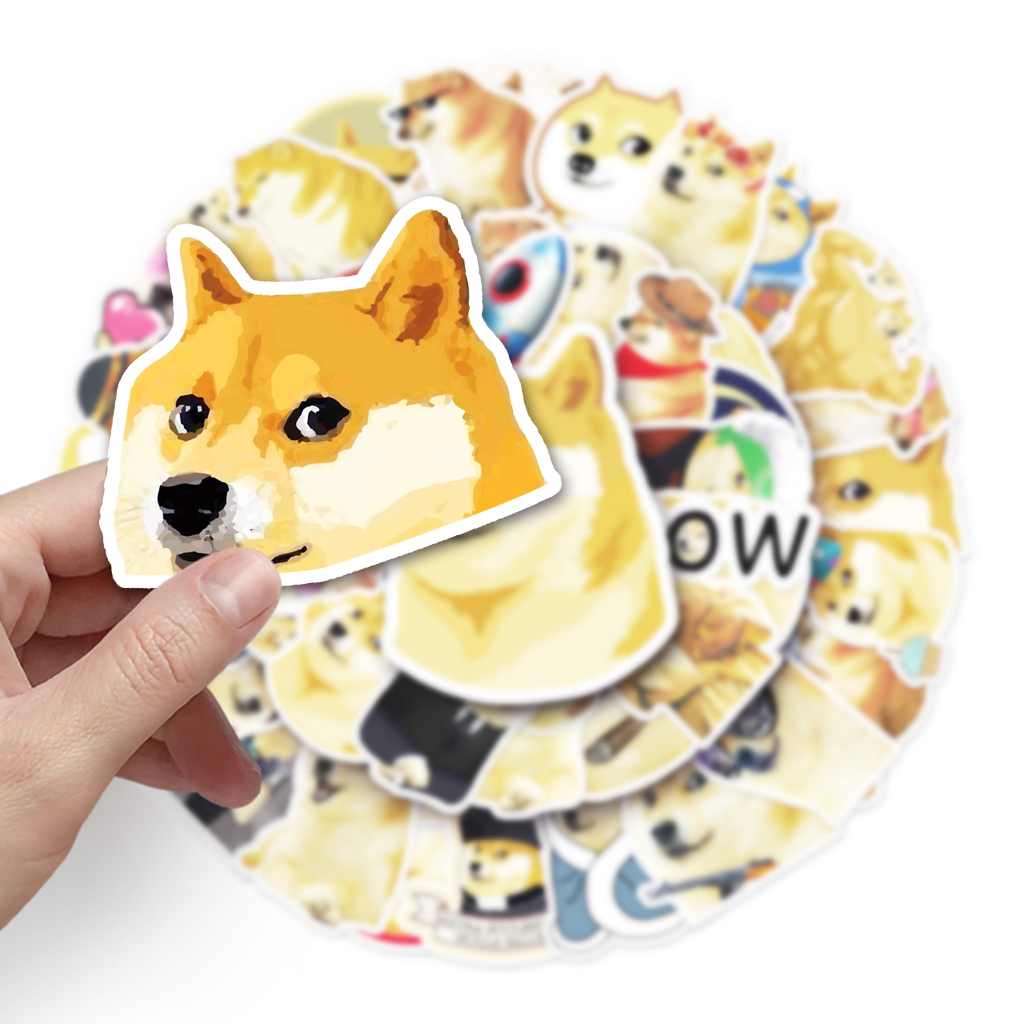 Bộ 50 Miếng Dán Trang Trí Xe Hơi / Nhà Cửa Hình Chú Chó Vui Nhộn Chống Thấm Nước DIY