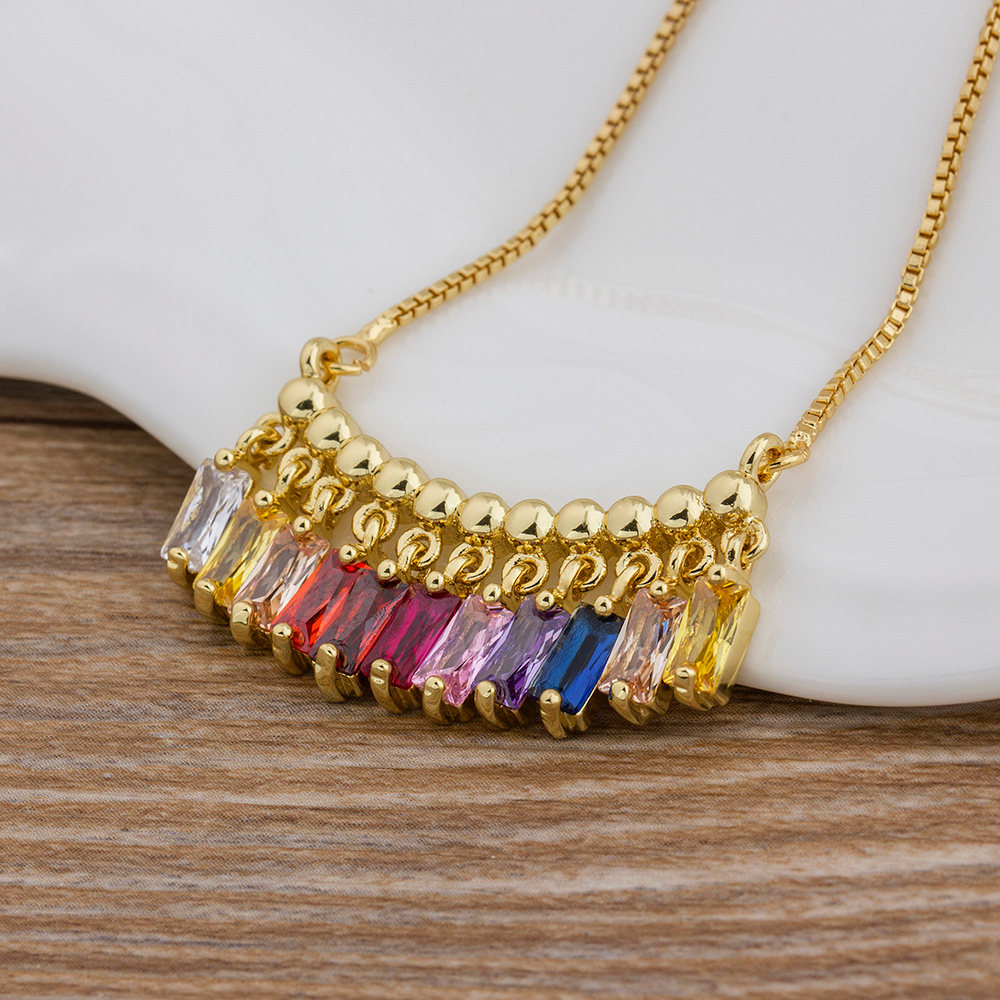 Vòng cổ Mặt Đá Zircon Cầu Vồng Nhiều Màu Sắc Thời Trang Cho Nữ