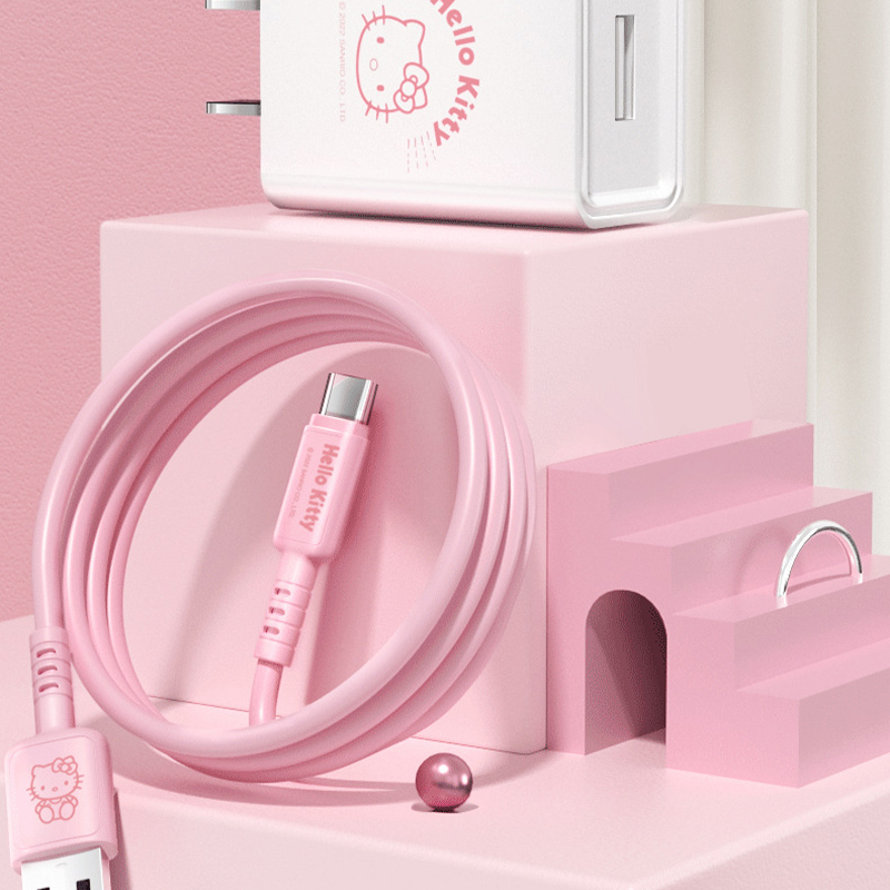 Dây Cáp Sạc Nhanh 2A Sanrio Kuromi Cinnamoroll My Melody Hello Kitty Type-c Dài 1m Màu Hồng Dễ Thương