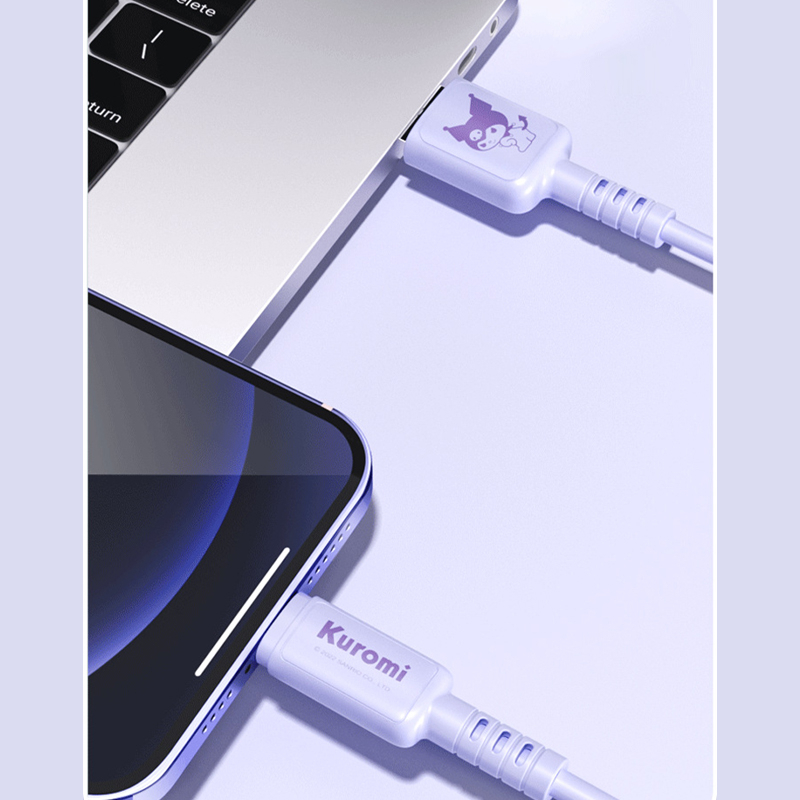 Dây Cáp Sạc Nhanh 2A Sanrio Kuromi Cinnamoroll My Melody Hello Kitty Type-c Dài 1m Màu Hồng Dễ Thương