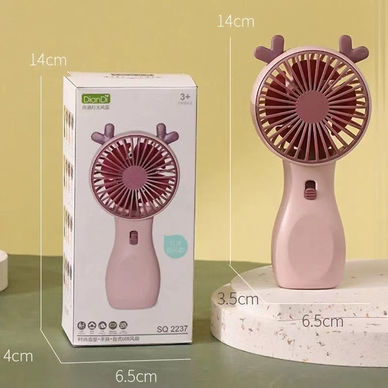 Quạt Mini Cầm Tay Họa Tiết Hoạt Hình Dễ Thương Sạc USB Tiện Dụng