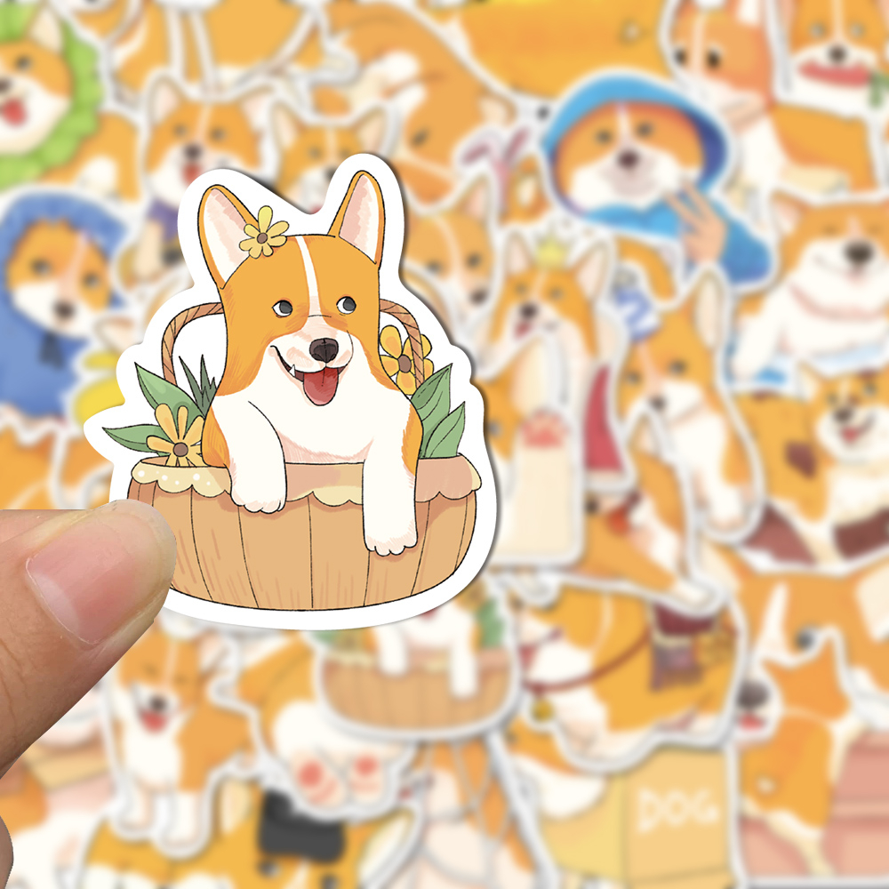 Bộ 50 Miếng Dán Chống Thấm Nước Họa Tiết Hoạt Hình Chó Koki Dễ Thương Trang Trí Máy Tính / Điện Thoại
