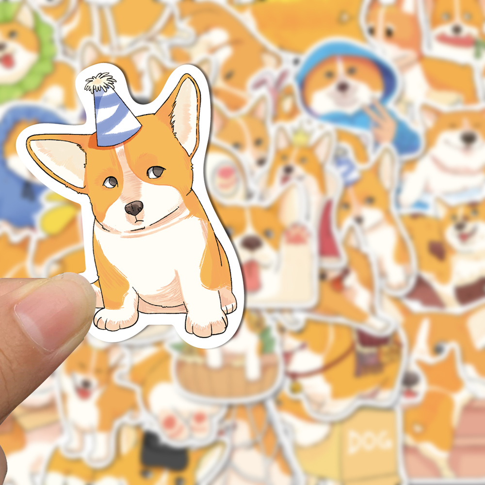 Bộ 50 Miếng Dán Chống Thấm Nước Họa Tiết Hoạt Hình Chó Koki Dễ Thương Trang Trí Máy Tính / Điện Thoại