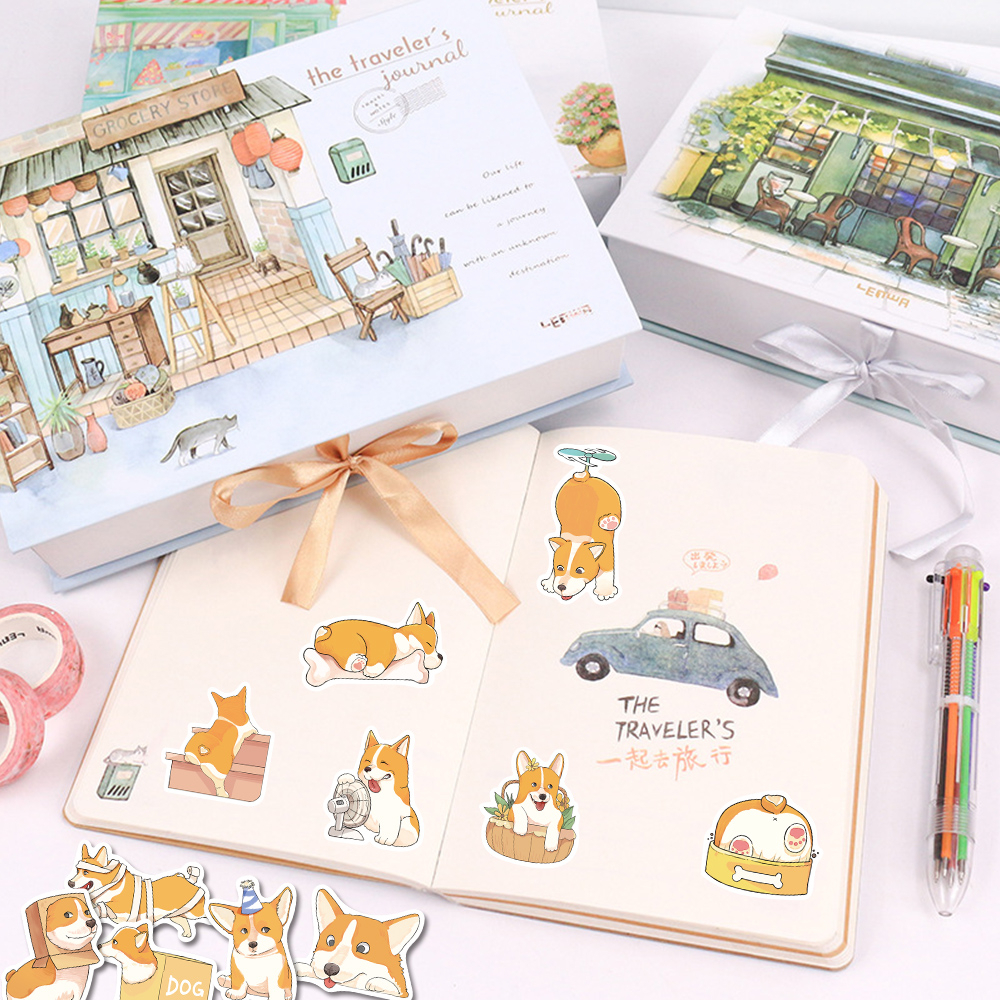 Bộ 50 Miếng Dán Chống Thấm Nước Họa Tiết Hoạt Hình Chó Koki Dễ Thương Trang Trí Máy Tính / Điện Thoại