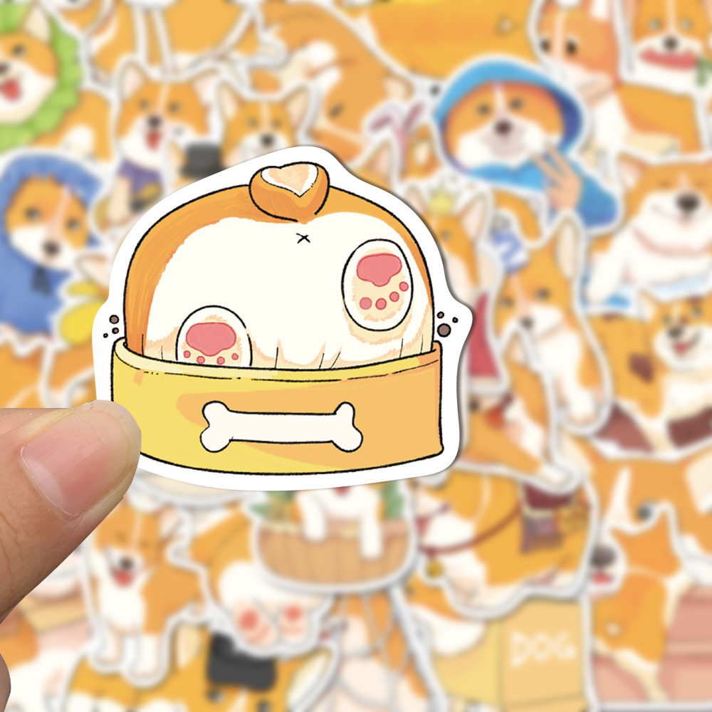 Bộ 50 Miếng Dán Chống Thấm Nước Họa Tiết Hoạt Hình Chó Koki Dễ Thương Trang Trí Máy Tính / Điện Thoại