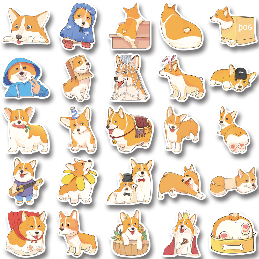 Bộ 50 Miếng Dán Chống Thấm Nước Họa Tiết Hoạt Hình Chó Koki Dễ Thương Trang Trí Máy Tính / Điện Thoại