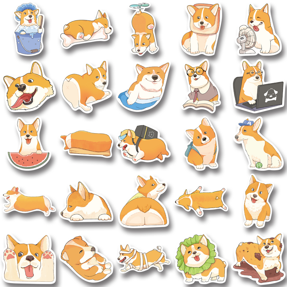 Bộ 50 Miếng Dán Chống Thấm Nước Họa Tiết Hoạt Hình Chó Koki Dễ Thương Trang Trí Máy Tính / Điện Thoại