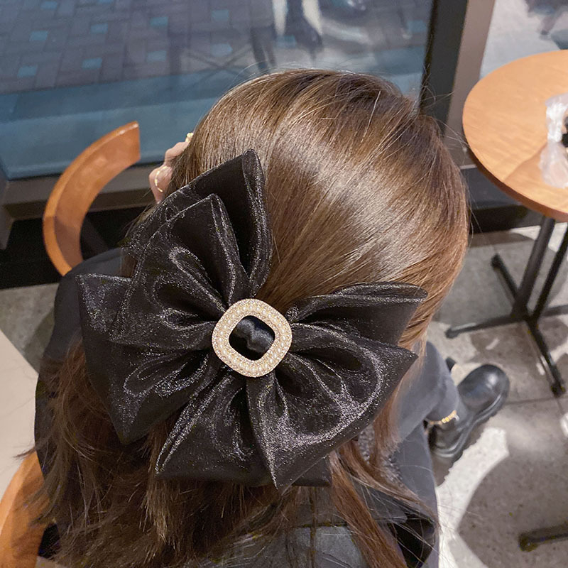 Kẹp Tóc Nơ Vải Chiffon Cỡ Lớn Phong Cách Pháp Ngọt Ngào