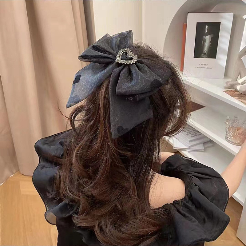 Kẹp Tóc Nơ Vải Chiffon Cỡ Lớn Phong Cách Pháp Ngọt Ngào
