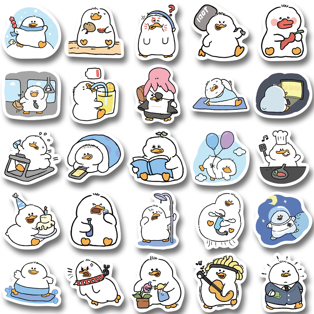 Bộ 50 / 100 Miếng Dán Chống Thấm Nước Hình Vịt Hoạt Hình Dễ Thương Trang Trí Laptop / Điện Thoại