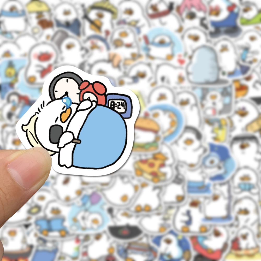 Bộ 50 / 100 Miếng Dán Chống Thấm Nước Hình Vịt Hoạt Hình Dễ Thương Trang Trí Laptop / Điện Thoại