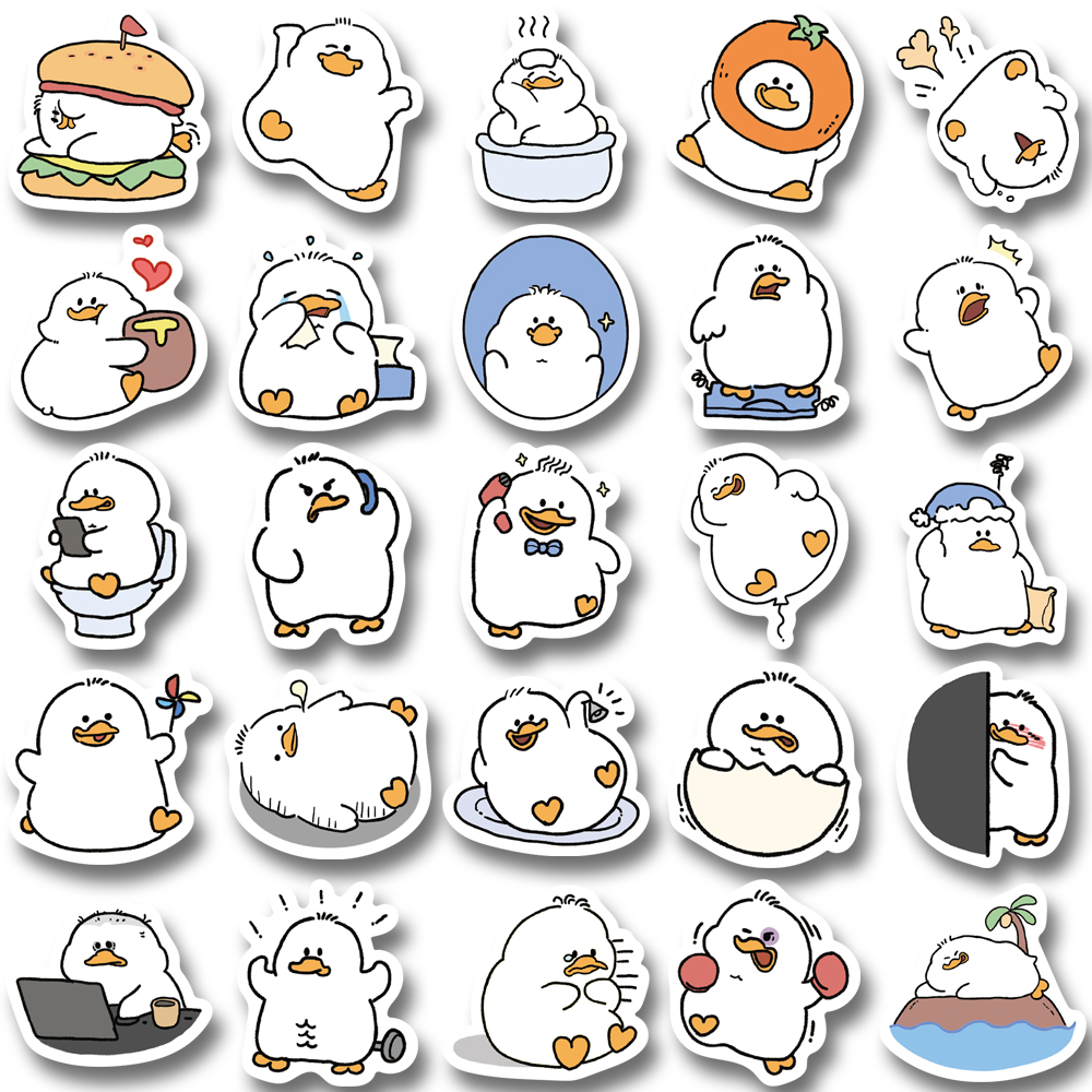 Bộ 50 / 100 Miếng Dán Chống Thấm Nước Hình Vịt Hoạt Hình Dễ Thương Trang Trí Laptop / Điện Thoại