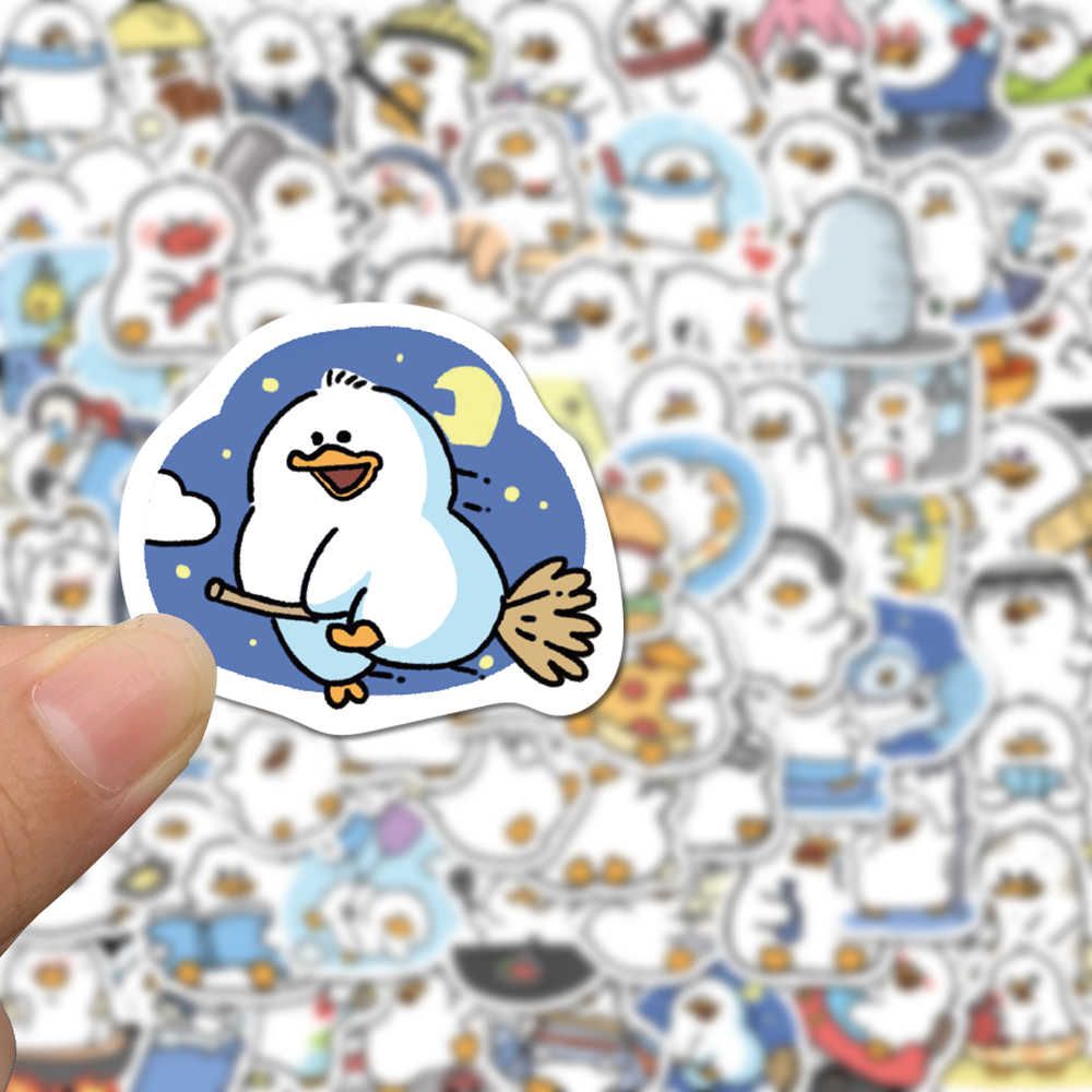 Bộ 50 / 100 Miếng Dán Chống Thấm Nước Hình Vịt Hoạt Hình Dễ Thương Trang Trí Laptop / Điện Thoại