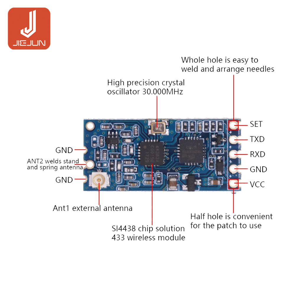 Mô-đun Không Dây HC-12 SI4438 / 4463 3.2V-5.5V 1000 Mét Khoảng Cách 433M Giao Diện UART