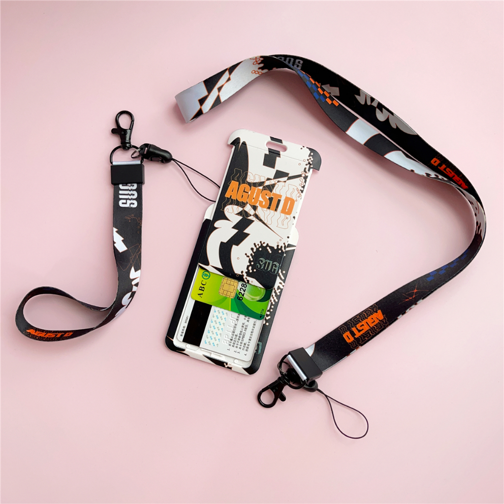 Ví Đựng Thẻ Có Dây Đeo Cổ in Hình SUGA AgustD Jhope TXT Straykids
