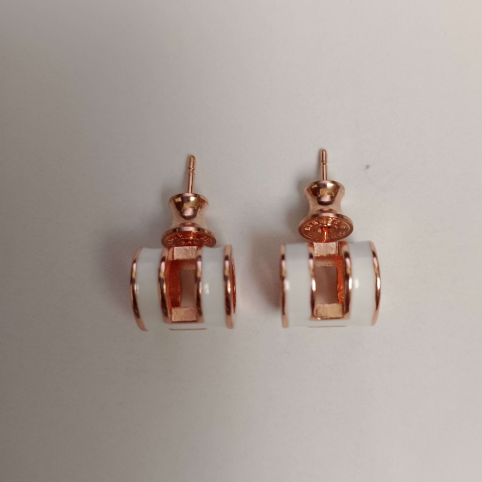 Bông tai nữ vàng hồng H hoa tai thời trang khuyên tai không cần bấm lỗ