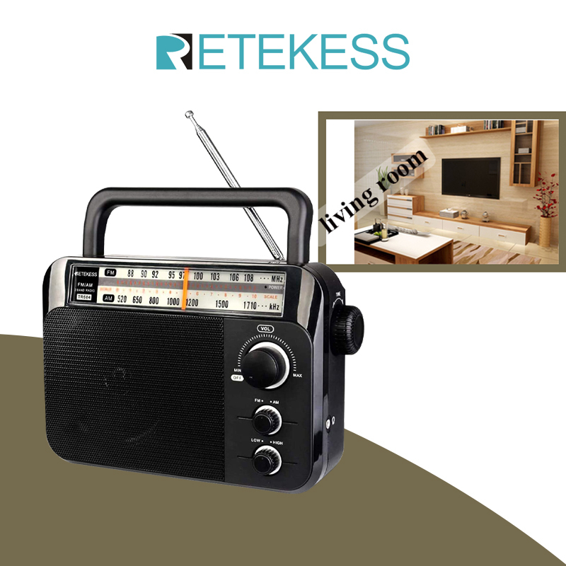 Radio Retekess TR604 FM / AM 2 Băng Tần Có Thể Sạc Lại Với Giắc Cắm Tai Nghe 3.5mm Cho Người Già