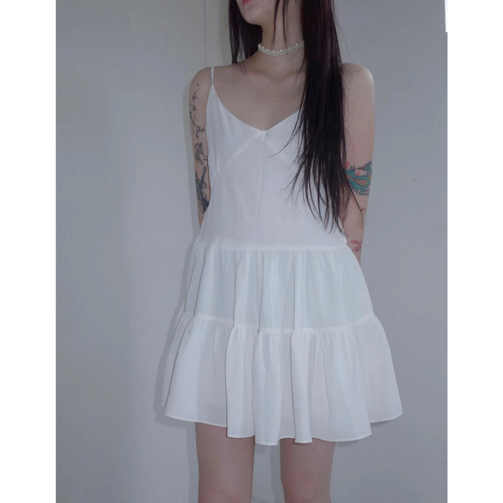 Đầm Hai Dây Xếp Tầng Dễ Thương Có Thể Điều Chỉnh