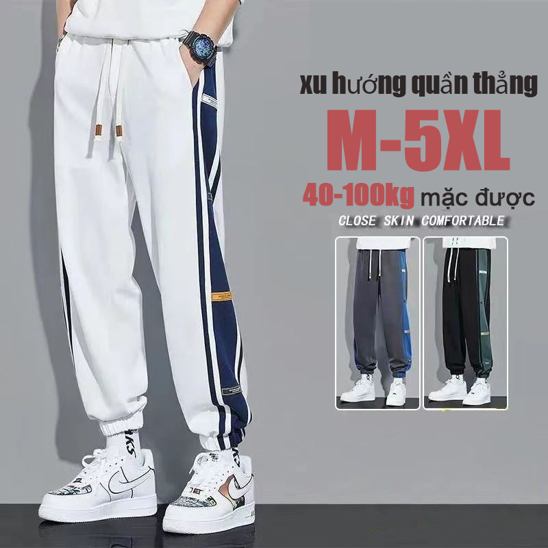 Quần Jogger Kẻ Sọc Đen / Trắng / Xám Size M-5XL Thời Trang Mùa Hè Cho Nam