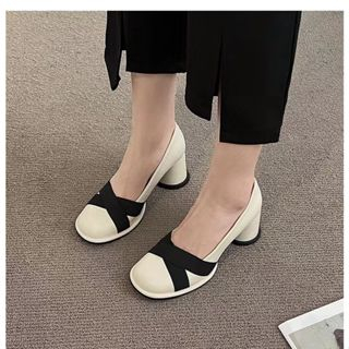 Giày cao gót nữ thời trang trắng / đen / nâu gót dày mới retro đầu tròn miệng nông váy khí chất giày đơn