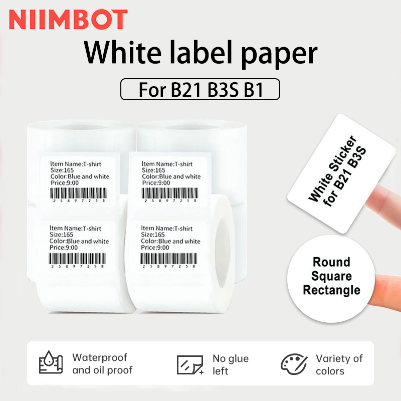 Cuộn giấy in nhiệt NIIMBOT B21/ B3S/B1 màu trắng dành cho máy in chuyên dụng