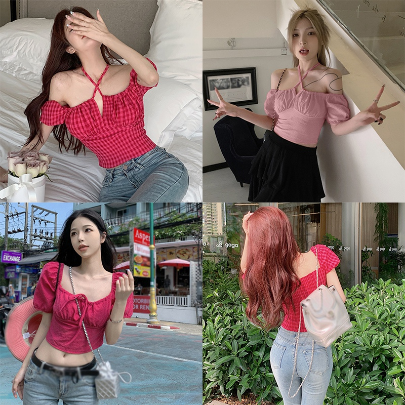 Áo Sơ Mi Ngắn Tay Cổ Vuông Thắt Dây Eo Thời Trang Dành Cho Nữ